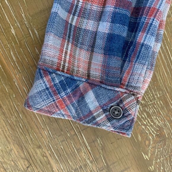 Bella Dahl button down plaid shirt frayed hem size large - Picture 6 of 7